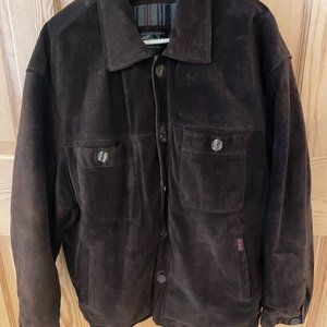 Guess Mens Suede Jacket, Dark Brown, size Large